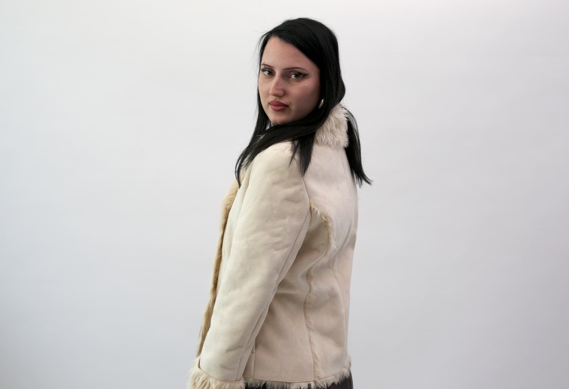 Model in Vintage Winter Streetwear